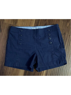 Women's PETITES BLANC Navy Blue High Waist Shorts Size 10